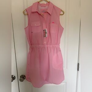 Vineyard Vines women’s Malibu pink seersucker harbor dress NWT